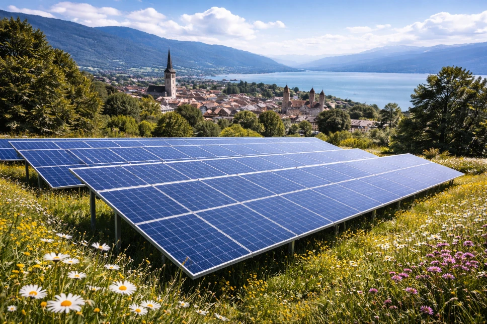 Panneau solaire au sol a Yverdon